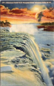 American Falls Prospect Point Niagara Falls New York Linen Cancel WOB Postcard 