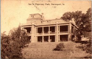 Inn at Fejervary Park Davenport Iowa Postcard Sepia 1910 Auto Accident Illness