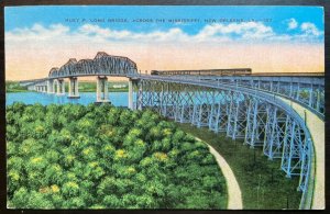 Vintage Postcard 1930-1945 Huey P. Long Bridge, Mississippi Rvr, New Orleans,