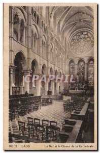 Laon - the Nave and Choir of the Cathedral - Old Postcard