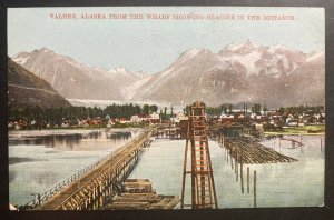 Mint Alaska USA Color Picture Postcard Valdez From The Wharf Showing Glacier