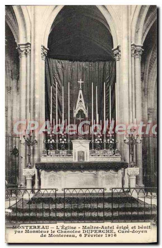 Old Postcard Montereau The Church Altar erected and blessed by Mr. Chamoine D...