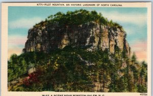 c1940s Scene Near Winston Salem, NC Pilot Mountain Landmark Asheville Linen A207