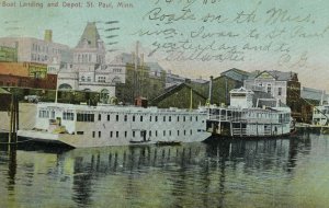 C.1898-06 Boat Landing & Depot, St. Paul, MN Postcard P103