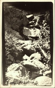 RPPC Mountain Rocks and Downed Trees Montana Real Photo Postcard