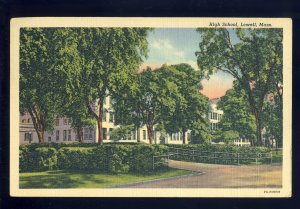 Lowell, Massachusetts/MA Postcard, View Of High School, 1944!