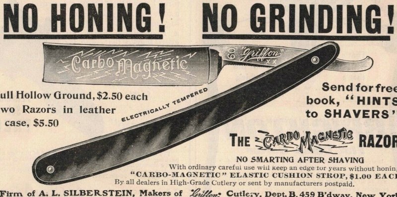 1903 Carbo magnetic Razor Original Print Ad 2T1-47