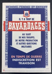 Mint Canada Postcard Leaflet War advertising Propaganda Bavardages