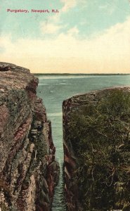 Vintage Postcard 1912 Purgatory Rock Cliff View Ocean Newport Rhode Island RI