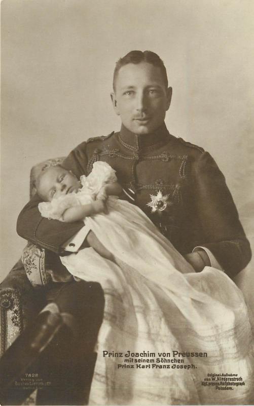 RPPC Postcard Prince Joachim of Prussia WIth Son Karl Franz Joseph