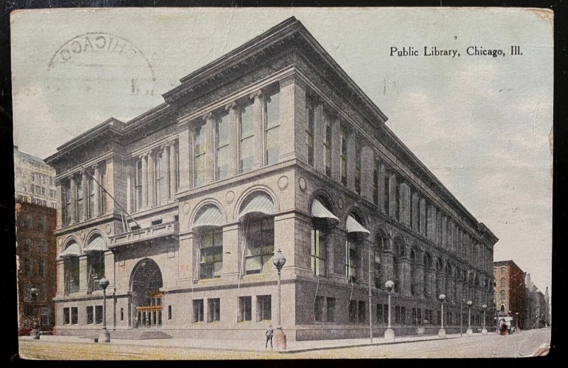 Vintage Postcard 1909 (Old) Public Library, Chicago, Illinois (IL)