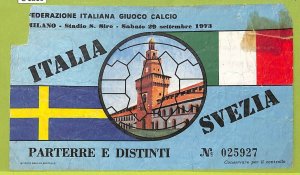 C1809 - Old 1973 ITALY VS SWEDEN FOOTBALL MATCH TICKET-