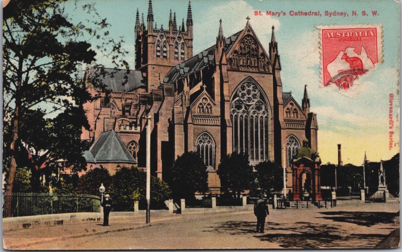 Australia Sydney St Mary's Cathedral New South Wales Vintage Postcard C058