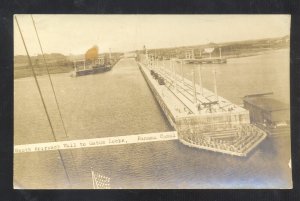 RPPC PANAMA CANAL ZONE APPROACH WALL TO CATON LOCKS REAL PHOTO POSTCARD