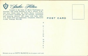 Washington, DC, The Statler Hilton, 16th Street, Vintage AD UNPOSTED POSTCARD