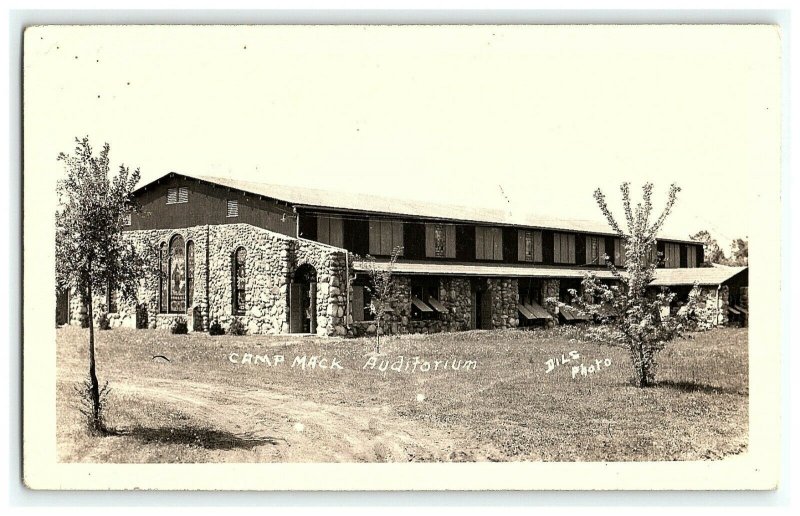 1946 Auditorium Camp Mack Milford Indiana Rppc Real Photo Postcard  