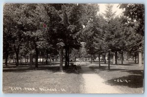 Belmond Iowa IA Postcard RPPC Photo City Park View Woman Sat On Bench c1930's