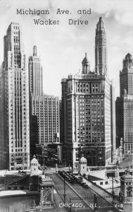 Chicago Illinois 1930s RPPC Photo Postcard Michigan Avenue Wacker 315