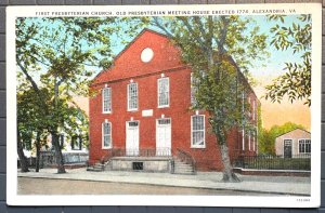 Vintage Postcard 1928 First Presbyterian Church Meeting House Alexandria VA