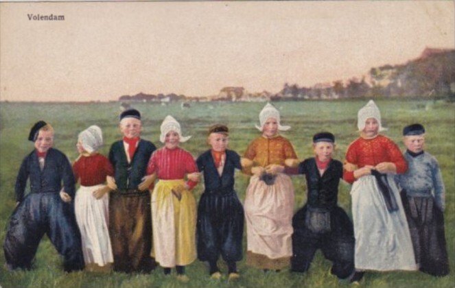 Netherlands Volendam Local Children In Traditional Costume