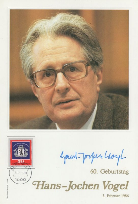 Hans Jochen Vogel German Politician Official Hand Signed Photo