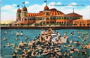 Saltair Pavilion Great Salt Lake Utah Linen Postcard C037