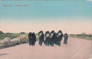 Malta Country Ciris women types old postcard