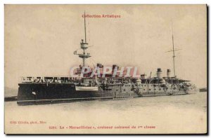 Old Postcard Boat Cruiser La Marseillaise first class armor