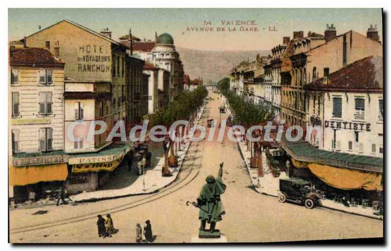 Old Postcard Valencia Avenue De La Gare