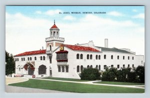 Denver CO, El Jebel Mosque, Colorado, Linen Postcard