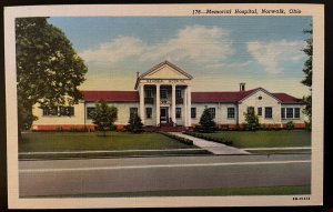 Vintage Postcard 1948 Memorial Hospital, Norwalk, Ohio