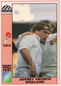 Jeffrey Probyn England Hand Signed Rugby 1991 World Cup Card Photo