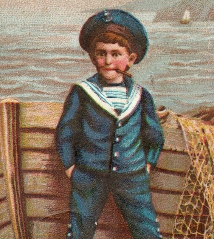 1880's Schiffmann's German Asthma Cure Sailor Boy Smoking Quack Medicine P173