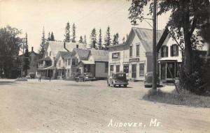Andover ME Street View Storefronts Old Cars RPPC Postcard