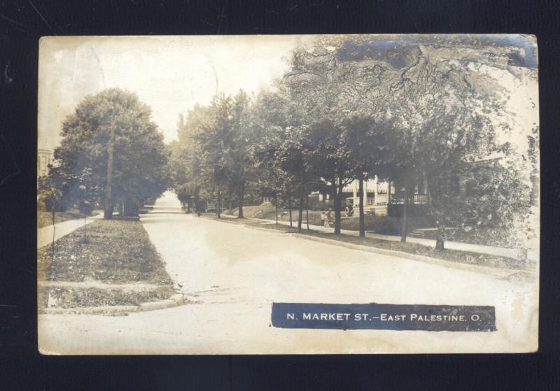 RPPC EAST PALESTINE OHIO MARKET STREET SCENE RESIDENCE REAL PHOTO POSTCARD