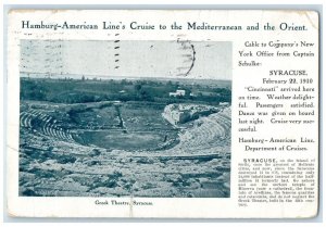 1910 Greek Theatre Syracuse Italy Cincinnati Steamer Posted Antique PMC Postcard