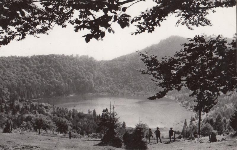 Romania postcard from `60s attractive butterfly stamp Tusnad Sf. Ana Lake