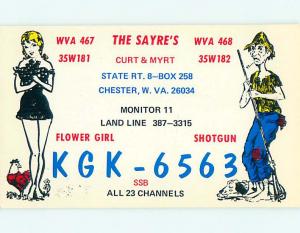 risque SEXY GIRL - QSL HAM RADIO CARD Chester West Virginia WV t1141