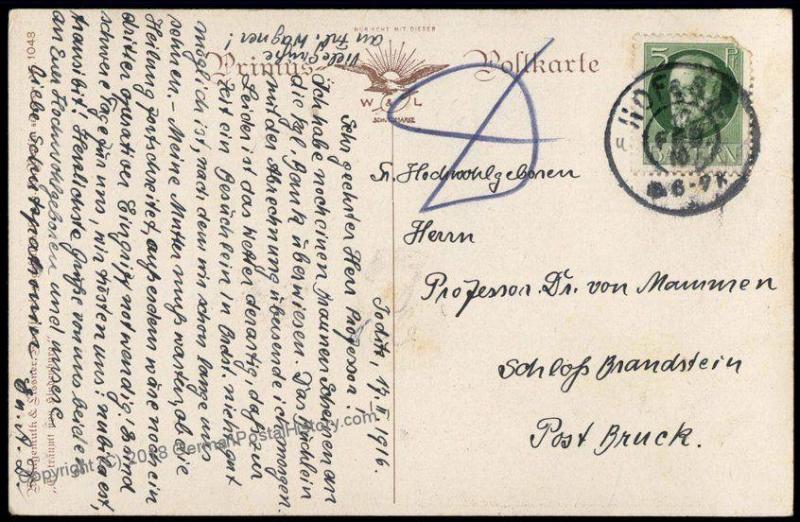 Germany WWI General von Hindenburg Child Humor Jux Kitsche Patriotic PPC 70092