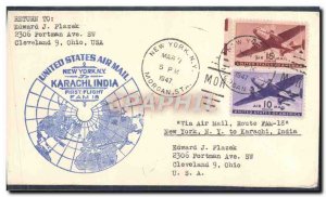 Letter USA 1 flight New York Karachi March 7, 1947
