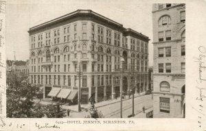SCRANTON PA HOTEL JERMYN 1905 UNDIVIDED ANTIQUE POSTCARD