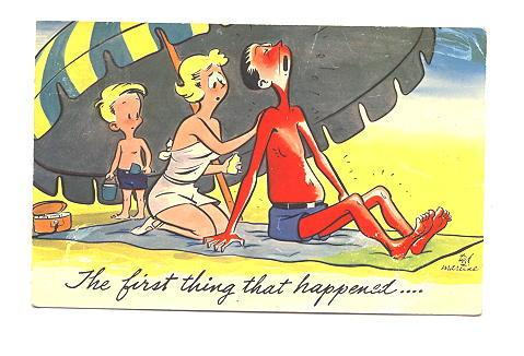 Tad Martine, Comic Cartoon, Man with Sunburn, Used 1958