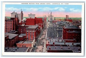 c1940 Business Section Brown Hotel Louisville Kentucky Vintage Antique Postcard