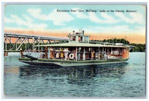 1914 Excursion Boat Gov. McClurg Lake Of The Ozark Missouri MO Antique Postcard 