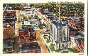 Civic Center by Night Oklahoma City Okla. Vintage Postcard Standard View Card  