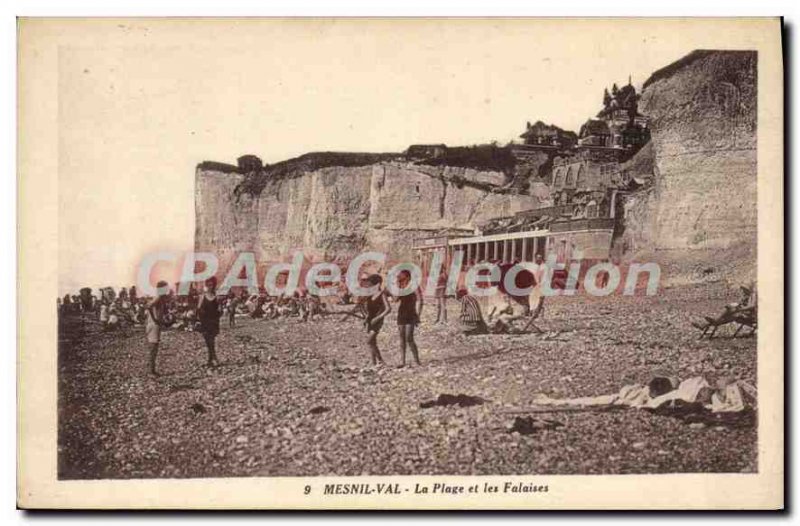 Postcard Old Mesnil Val beach and cliffs