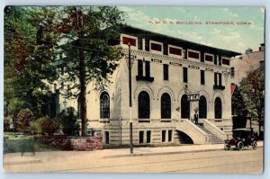 Stamford Connecticut CT Postcard YMCA Building Classic Car 1910 Vintage Unposted