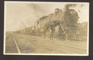 RPPC AKRON OHIO RAILROAD TRAIN IN STATION LOCOMOTIVE REAL PHOTO POSTCARD