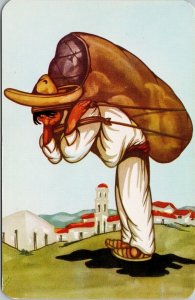 Mexico Man Carrying Sack Motivo Tipico Typical Scenery Unused Postcard F85