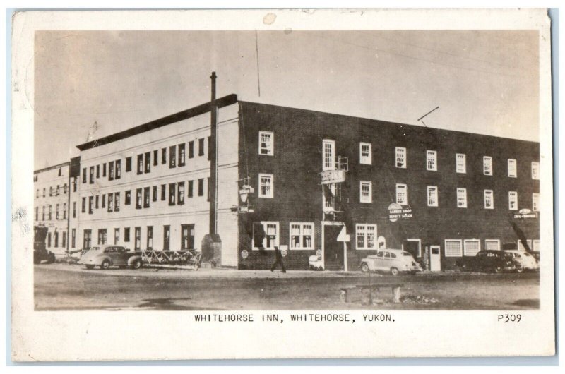 1925 Whitehorse Inn Barber Beauty Shop Yukon Canada RPPC Photo Posted Postcard 